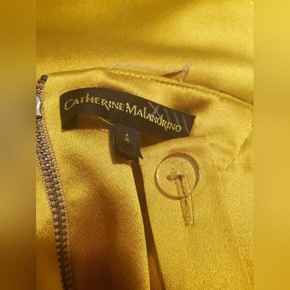 Catherine Malandrino 100% Silk Golden Liquid Maxi Dress Sz 4 - Picture 5 of 15